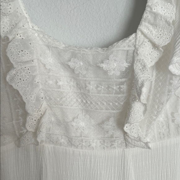 HELLO MOLLY sexy sweet mini dress ruffle eyelet trim S - Picture 4 of 11